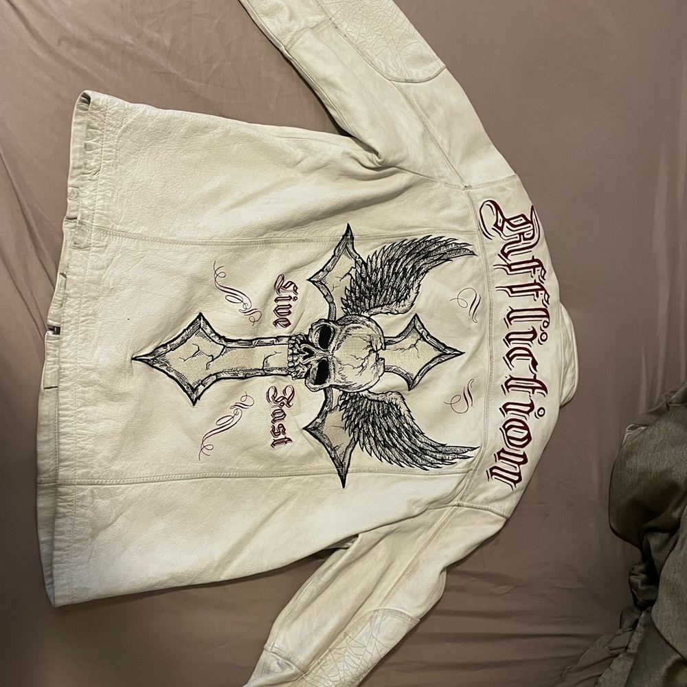 Vintage affliction limited edition white leather jacked